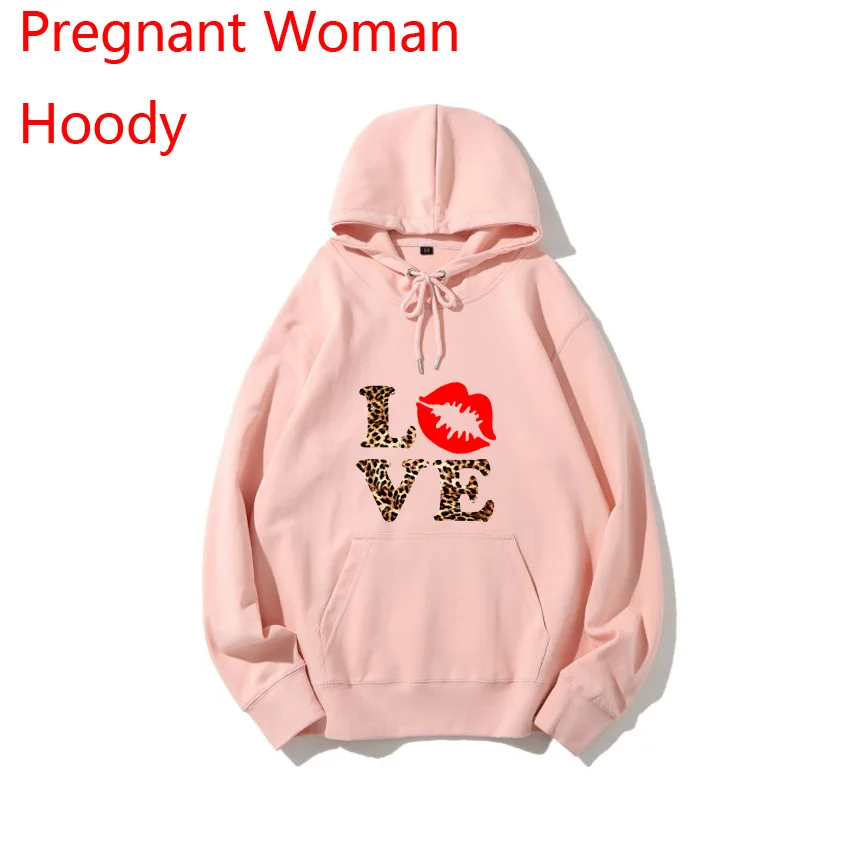 

Spring Autumn Hoodie Pregnant Women Idea Cool Leopard Pattern Love Lips Print Pregnant Woman Hoody DIY Add Your Design Or Logo