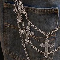 Chaîne de pantalon en métal Punk, chaîne de taille Hip Hop, pendentif croix, chaîne de jean pour hommes et femmes, accessoires cadeaux 3