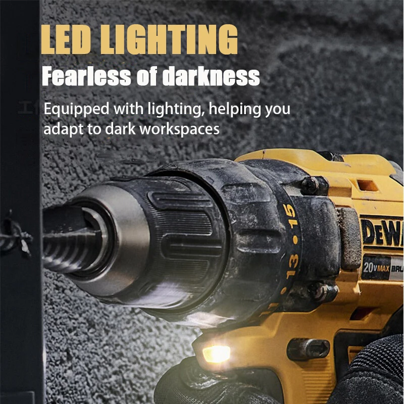 DEWALT 무선 전기 임팩트 드릴, 브러시리스 모터, 리튬 배터리 전동 공구, 65 Nm 토크, DCD7771