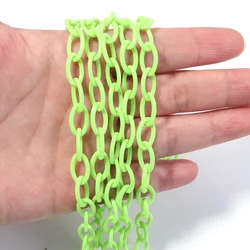 Vibrant Multicolor Plastic Chain Set for DIY Jewelry and Accessories (5 Pieces, 50cm Each) (Fluorescent Green)