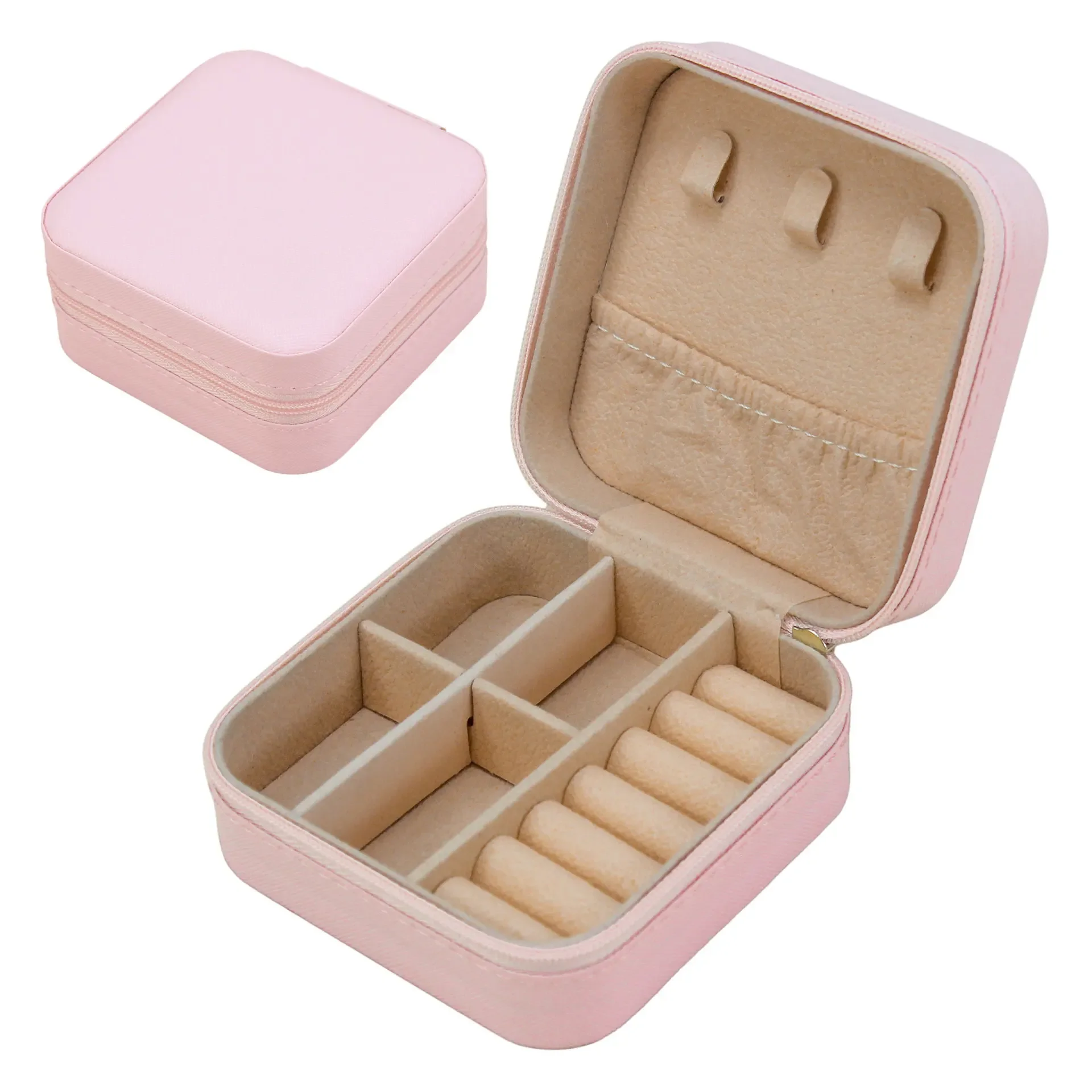 Compact Jewelry Travel Organizer - Portable Display Storage Box for Rings, Earrings, and Necklaces