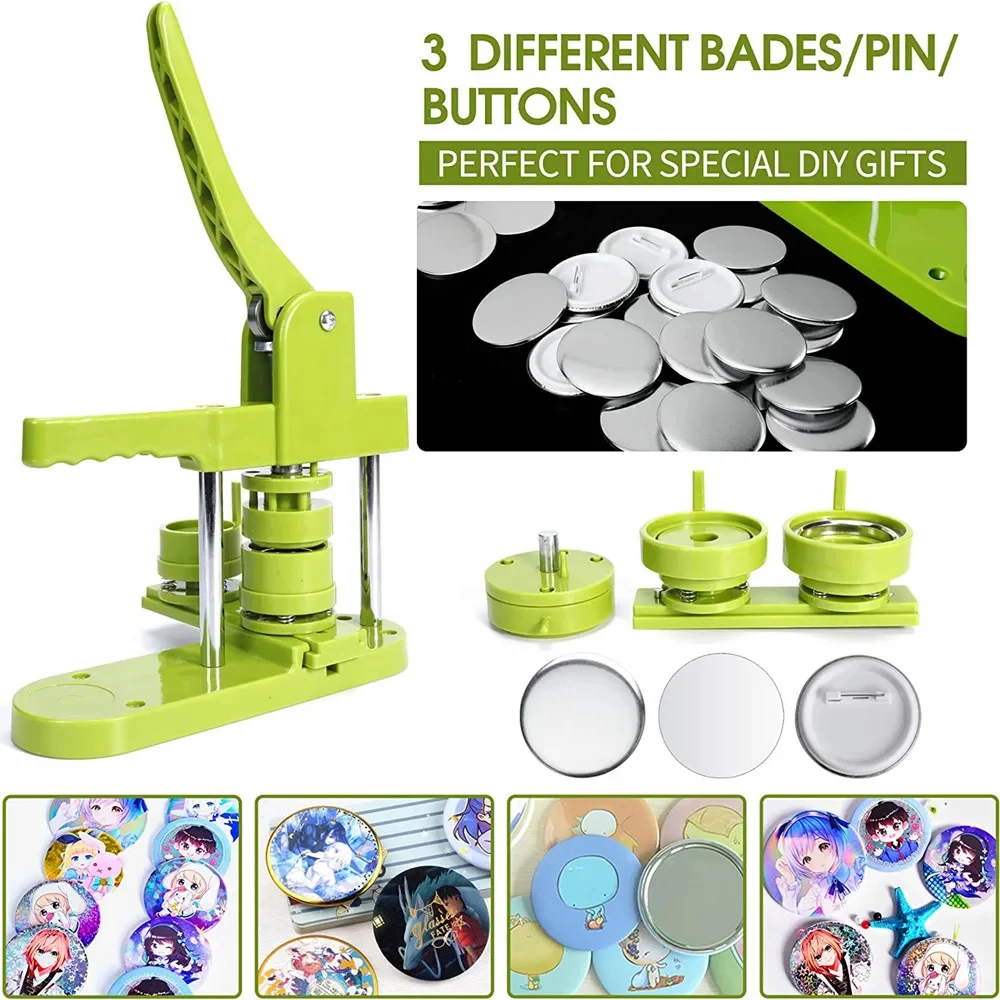 DIY Button Making Machine Badge Button Pin Maker Machine Multiple Size Sets 300Pcs Parts + Circle Cutter + 3 Molds + Tools Badge Maker Button Maker Machine