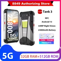 Unihertz 8849 Tank 3 NFC 5G Rugged 32GB 512GB 23800mAh 120W Charger Dimensity 8200 200MP AF Camera 120Hz Led Light Android 14 1