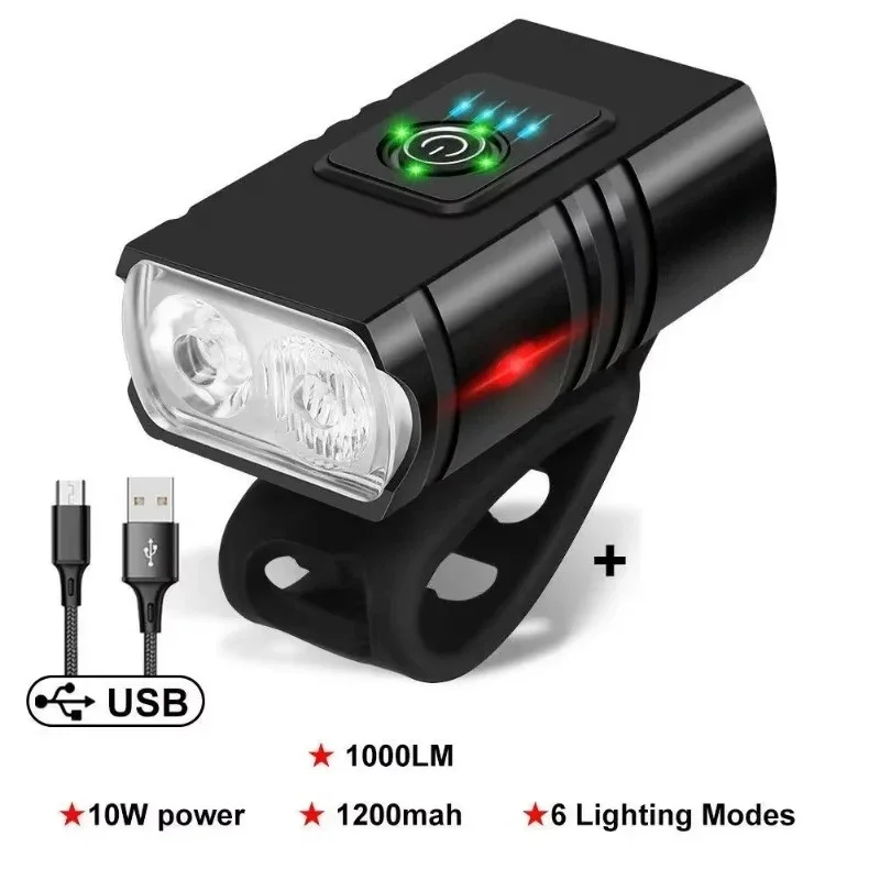 High-Intensity USB Rechargeable Bicycle Headlight with Dual T6 LED Lights