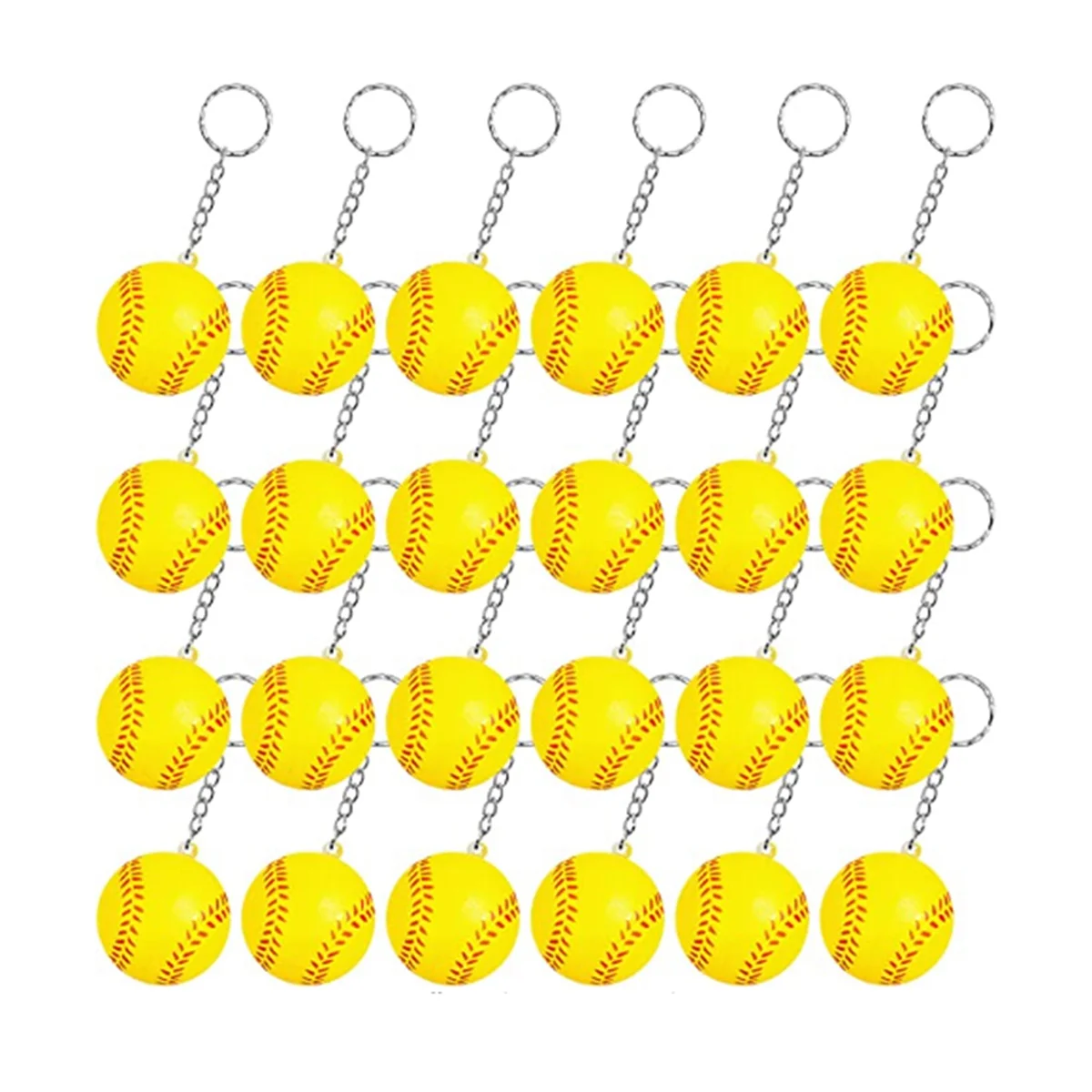 

24 Pack Softball Keychains,Mini Stress Baseball Keychains,Sports Ball Keychains,School Carnival Reward for Boy Girls