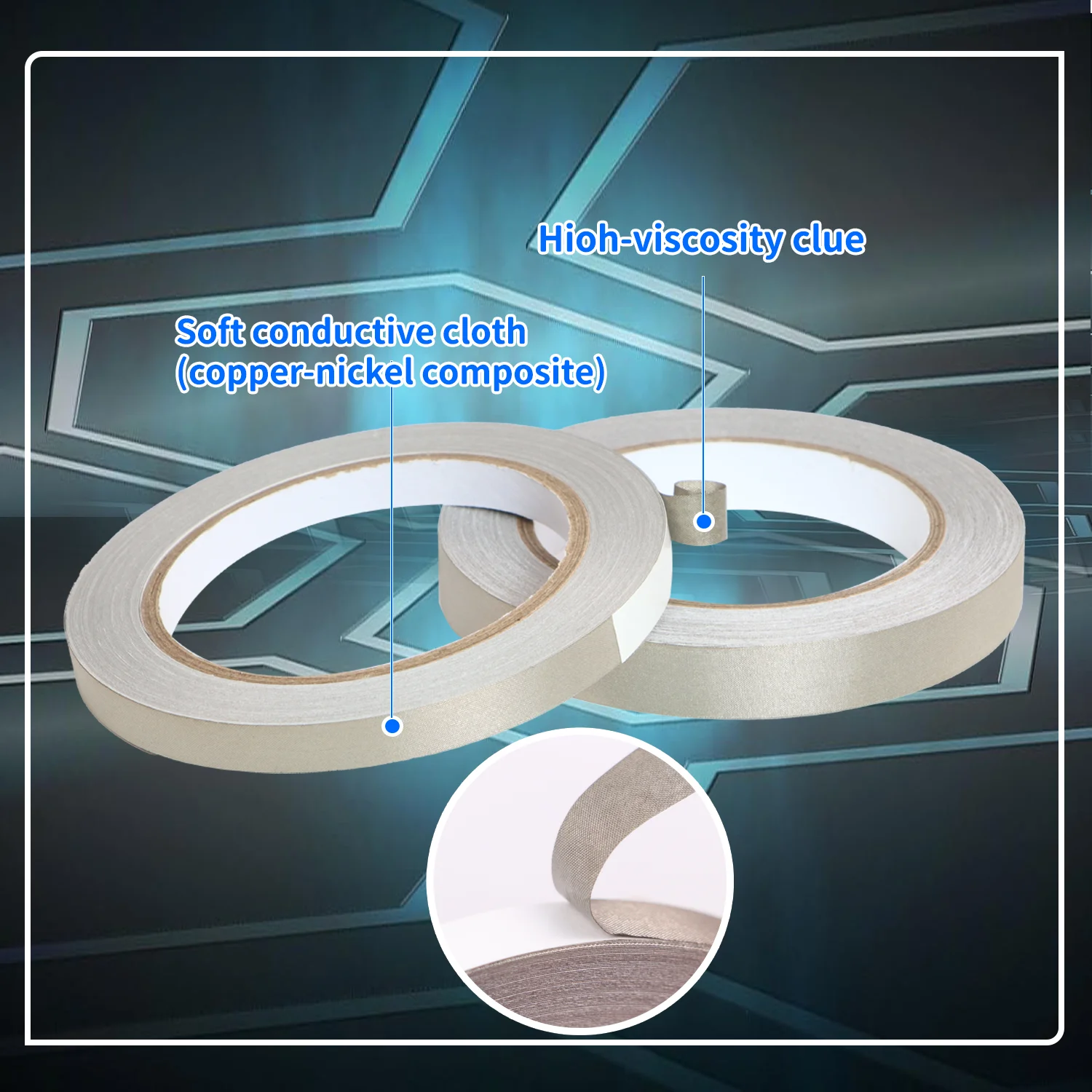 Double Conductive Faraday Fabric Tape for LCD Repair and EMI Shielding