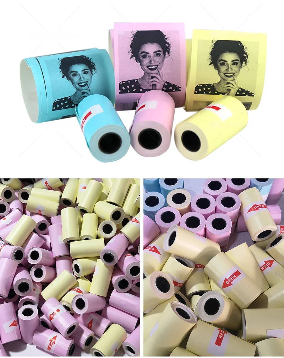 Thermal Printer Adhesive Photo Paper Label Color Paper For Print Camera For office DIY Scrapbook Gifts Christmas Halloween 57x30