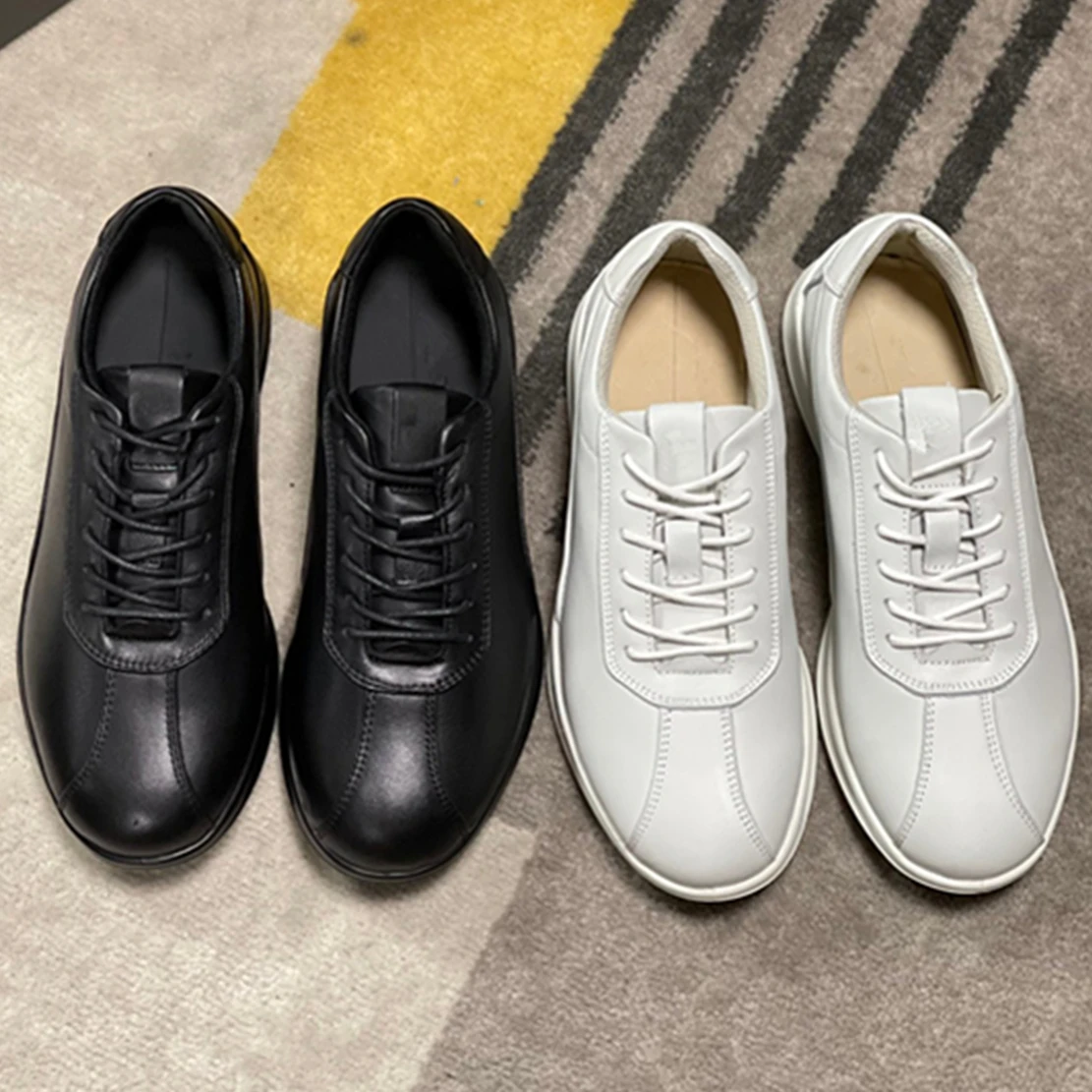 

Jenny&Dave British Office Ladies Genuine Leather Casual Vulcanized Shoes Fashion Comfortable Breathable White Sneakers