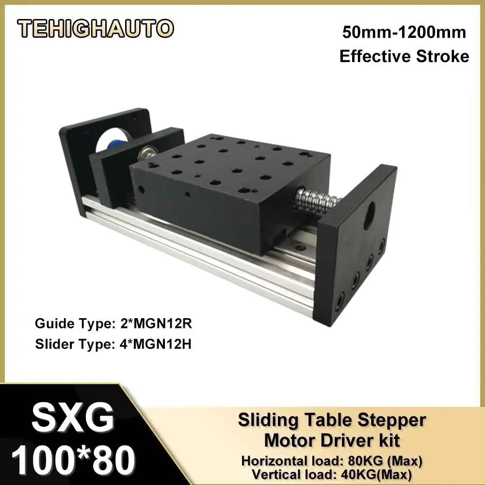 ความกว้าง 80 มม.รางคู่ตารางเลื่อนแกน XYZ CNC สกรูบอลคู่มือเชิงเส้นตาราง 4 Sliders SFU 1204/1605/1610 80 กก. 1