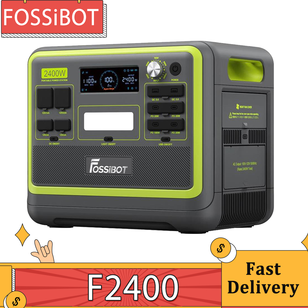 FOSSiBOT F2400 Portable Power Station, 2048Wh/640000mAh LiFePO4 Battery, 2400W(4600W Peak) Solar Generator, 16 Output Ports