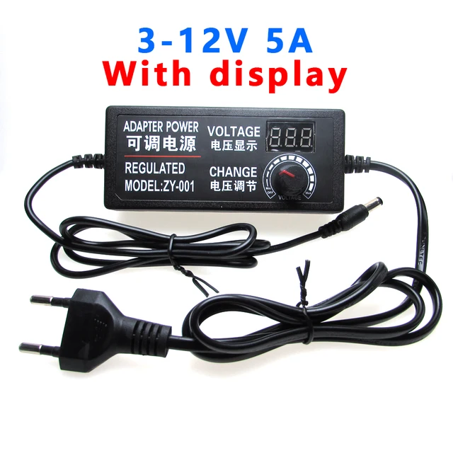 AC DC Power Supply 3V 9V 12V 24V 36V 2A 3A 5A 10A Lighting Transformer 220V To 12V Led Adjustable Power Supply Adapter 12 V Volt 3V-12V 5A Display