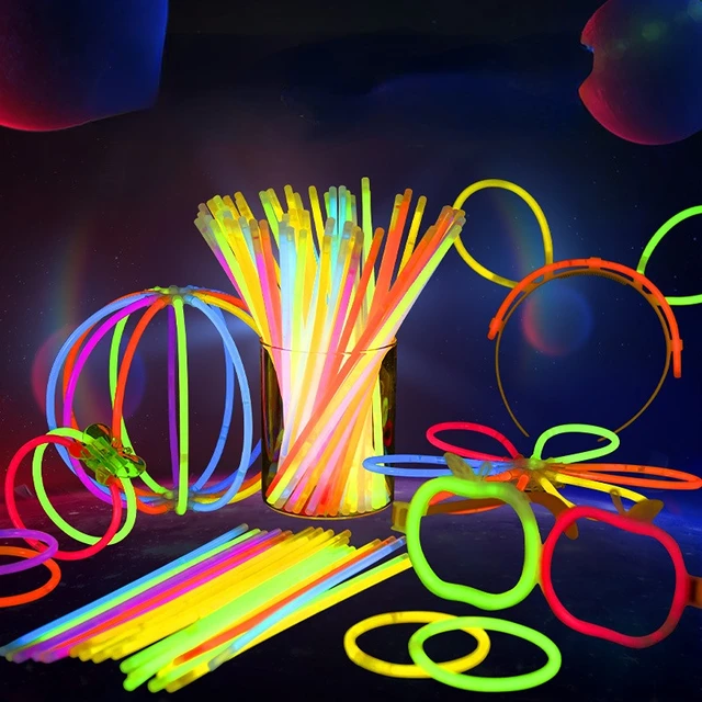 Barras luminosas de neón para decoración de fiestas, suministros  fluorescentes de 20/50/100 piezas, collares y pulseras para Halloween y  boda