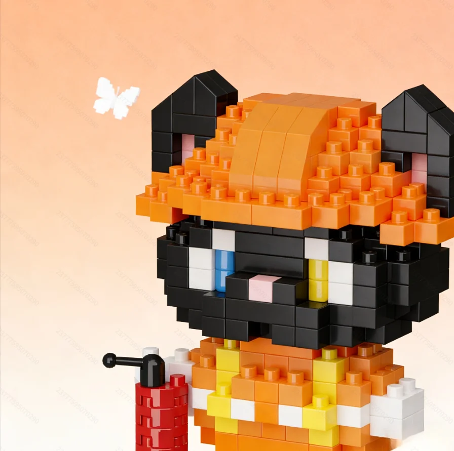 292개 고양이 빌딩 블록 장난감, 어린이를 위한 3D DIY 동물 퍼즐, 크리스마스 할로윈 생일을 위한 홈 데코 선물
