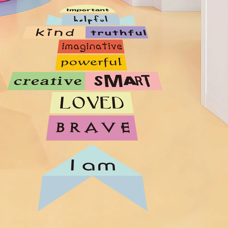 

Красочное графическое украшение для пола с английскими буквами для детской комнаты, самоклеящаяся и съемная настенная наклейка из ПВХ