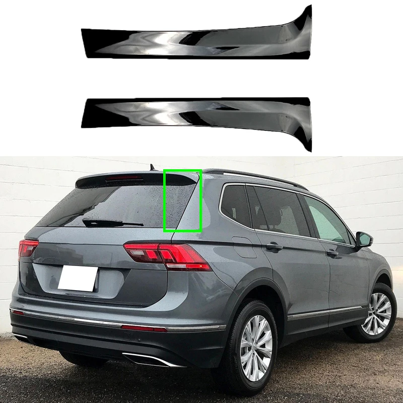 For VW Tiguan MK2 2017-2023 Pair Black Rear Window Side Wing Spoiler Trim  Cover