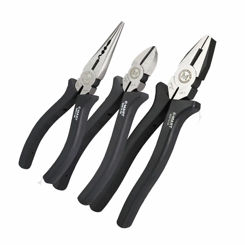 

C-Mart Diagonal Cutting Pliers CRV Steel Wire Pliers Pointed Nose Pliers High Strength Industrial Grade Electrician's Pliers