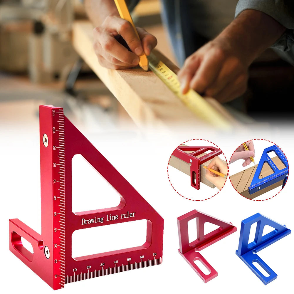 Woodworking Square Protractor Aluminum Alloy Miter Triangle Ruler High Precision Layout Measuring Tool For Engineer Carpenter 3d woodworking carpenter square ruler multifunction angle finder adjustable 0â° 160â° aluminum alloy angle measuring tool