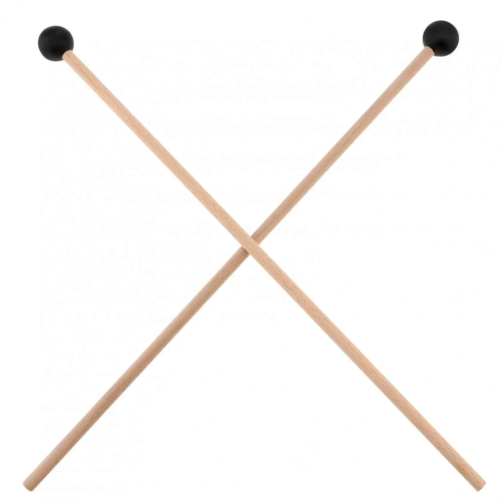 1 Pair Long Wood Handle Rubber Head Glockenspiel Xylophone Mallet, 41.5cm / 16.33 Inch Percussion Sticks