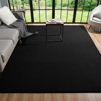 Black Non-Slip Living Room Rug 1