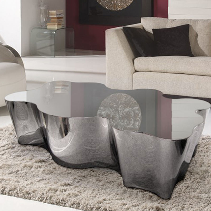 Italian Metal Stainless Steel Coffee Table Square Irregular Designer Coffee Table Books Table Basse De