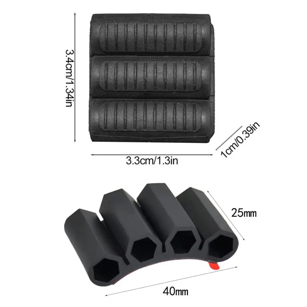 Self-Adhesive Drill Bit and Screwdriver Organizer Clip - Quick Change Black Rubber Holder with 3/4 Slots