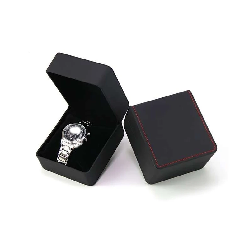 Black Single Watch Gift Box With Pillow Pu Leather Wristwatch Display Case Organizer For Men/Women Watch Storage Gift Box