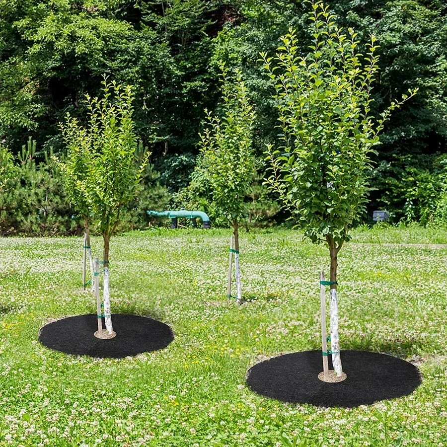 Weed Control Fabric Non-Woven Tree Mulch Ring Weeding Barrier Protector Mat Plant Cover Anti Grass Gardening 15cm-82cm