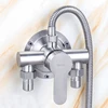 304 Stainless Steel Shower Faucet Mixer Valve Double Type Bathroom Shower Hot Cold Water Tap G1/2’ Bathtub Faucet 3