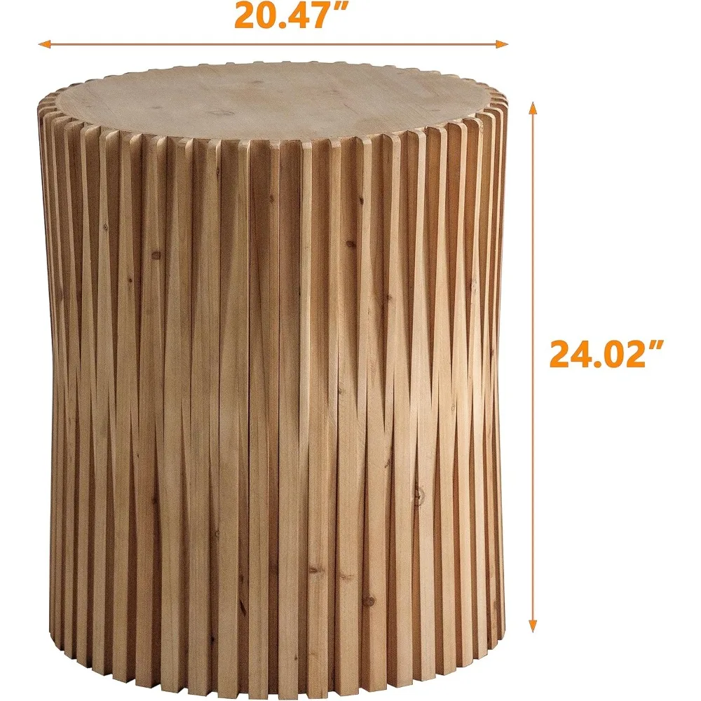 Retro Fashion Style Cylindrical Side Table with Vertical Texture Relief Design,Suitable for Living Room,Office,and Dining Room 2