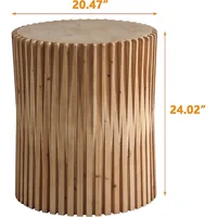 Retro Fashion Style Cylindrical Side Table with Vertical Texture Relief Design,Suitable for Living Room,Office,and Dining Room 2