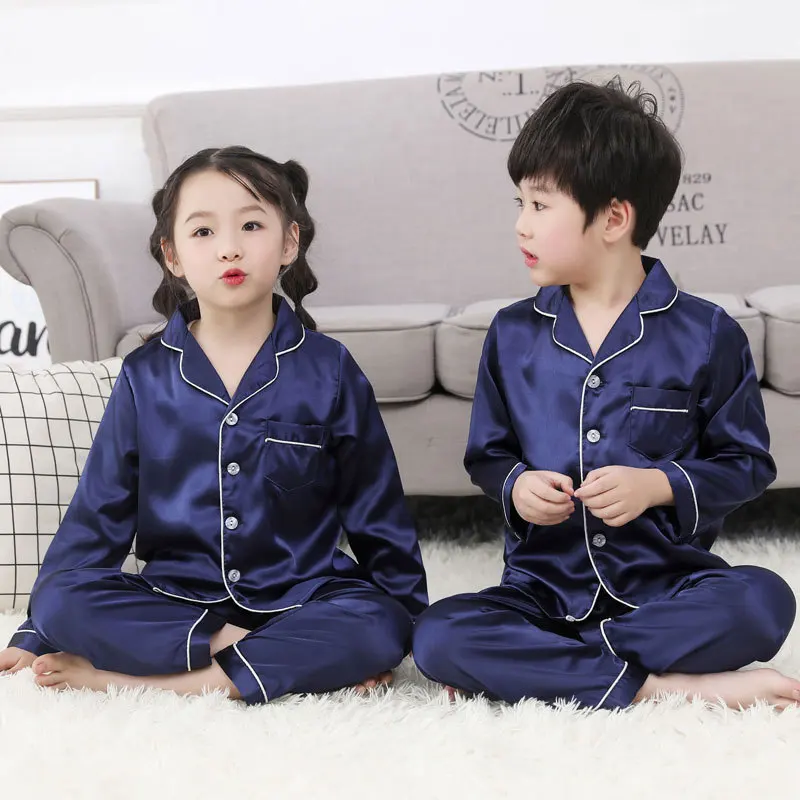 2pcs/set New Style Summer Spring Wear Baby Boys Girls Sleepwear Silk ...