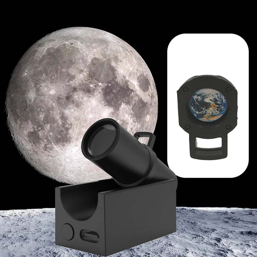 Mini Earth Moon Projection Lamp USB Charging Star Planet Projector Bedroom Bedside Background Atmosphere Night Light Room Decor