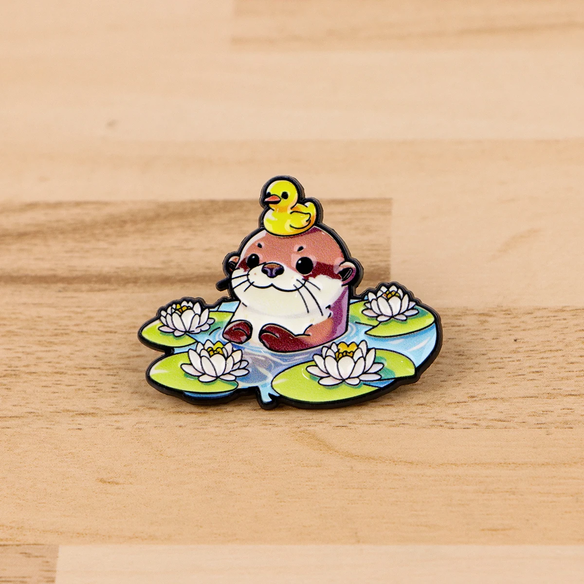 Charming Otter Enamel Pin – Whimsical Animal Brooch for Clothing Accessories and Gifts