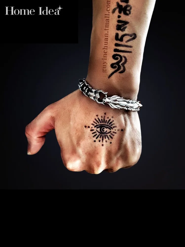 

Men Dragon 925 Original Silver Bracelet Vintage Punk Style Casual Jewelry Fashion Spring Buckle Bracelets