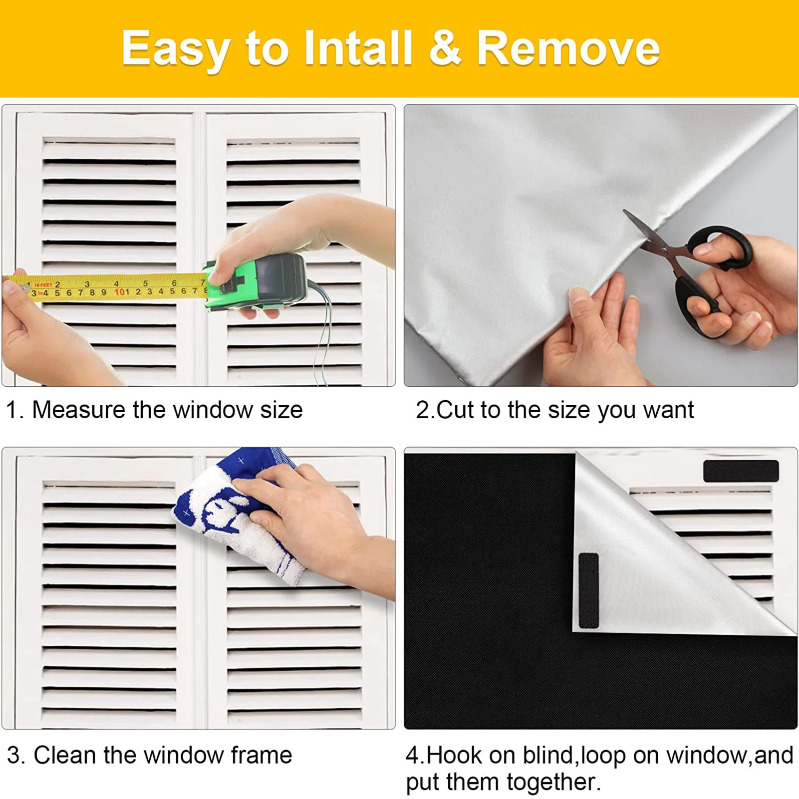 Removable Blackout Window Curtain Privacy Shade