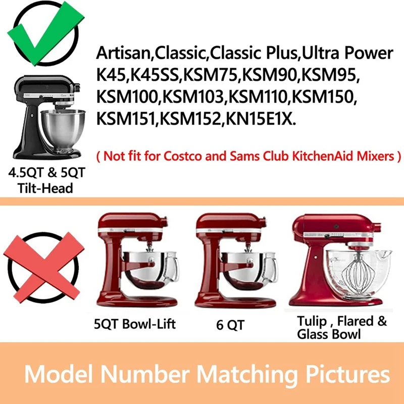 Mixer Attachment For Kitchen Aide 4.5-5 Qt Tilt-Head Stand Mixers For Kitchenaid Paddle Attachment For K45B/K5THCB/K5THBS