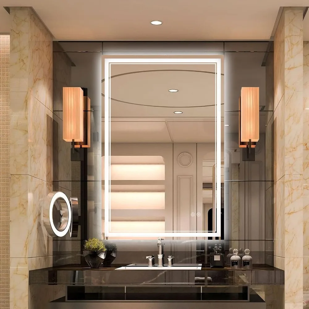 24'' X 36'' LED Bathroom Mirror with Backlit + Front 3 Colors Lights Mirrors Smart Wall-Mounted Bathroom Vanity Mirror