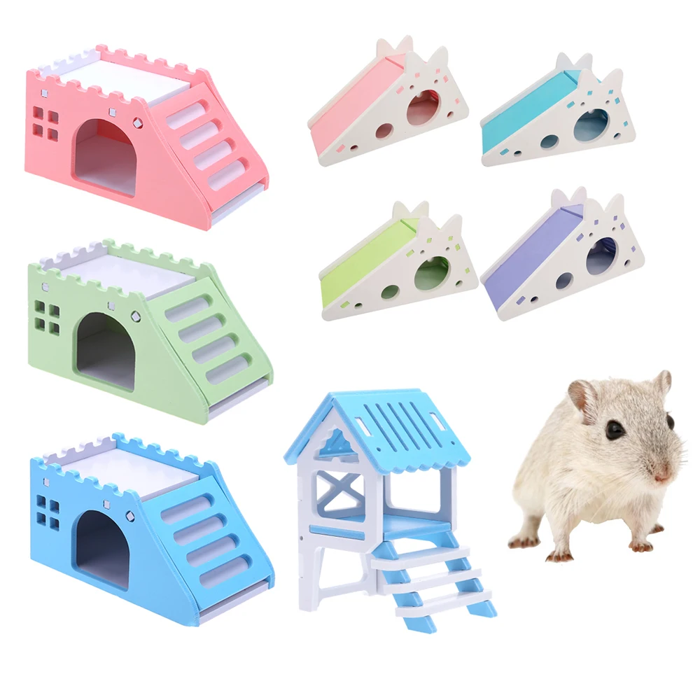 Cute Mini Wooden Hamster House Staircase Chinchillas Guinea pig Nest Bed for Small Pets Small Pets