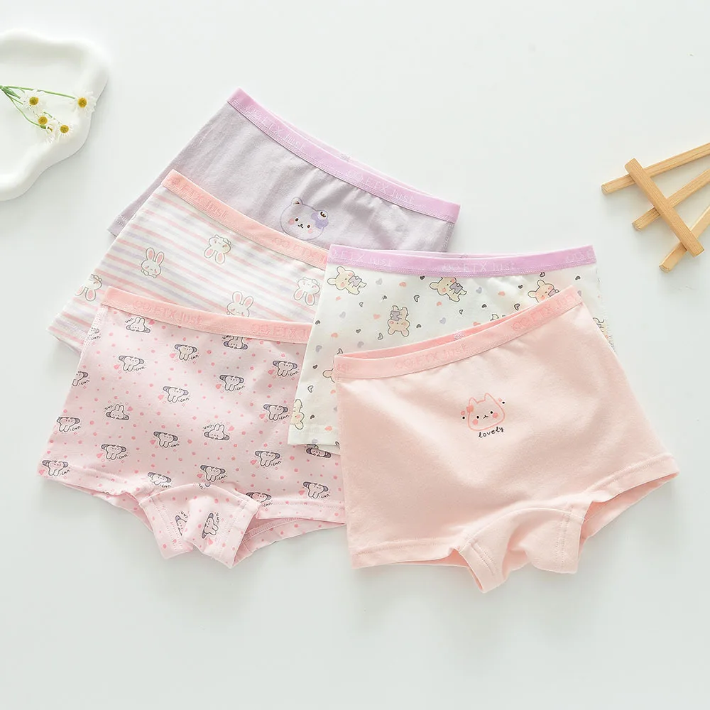 

new children high quality girls cotton boxer shorts panties kids underwear for 2-16 years old teenager 5pcs/ot student