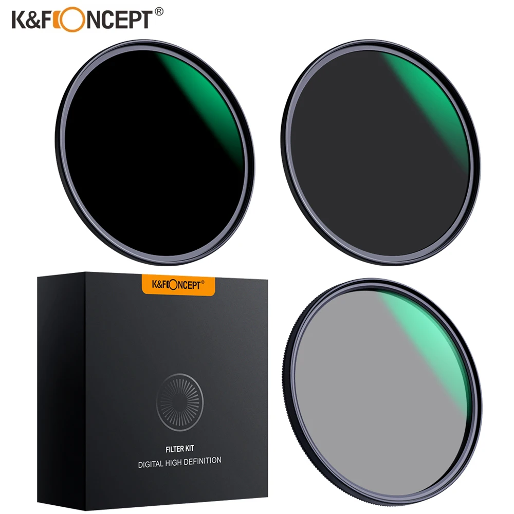 K&F Concept 3 In 1 Filter Set ND8 ND64 CPL Lens Filter Neutral Density Polarizer Filter Camera