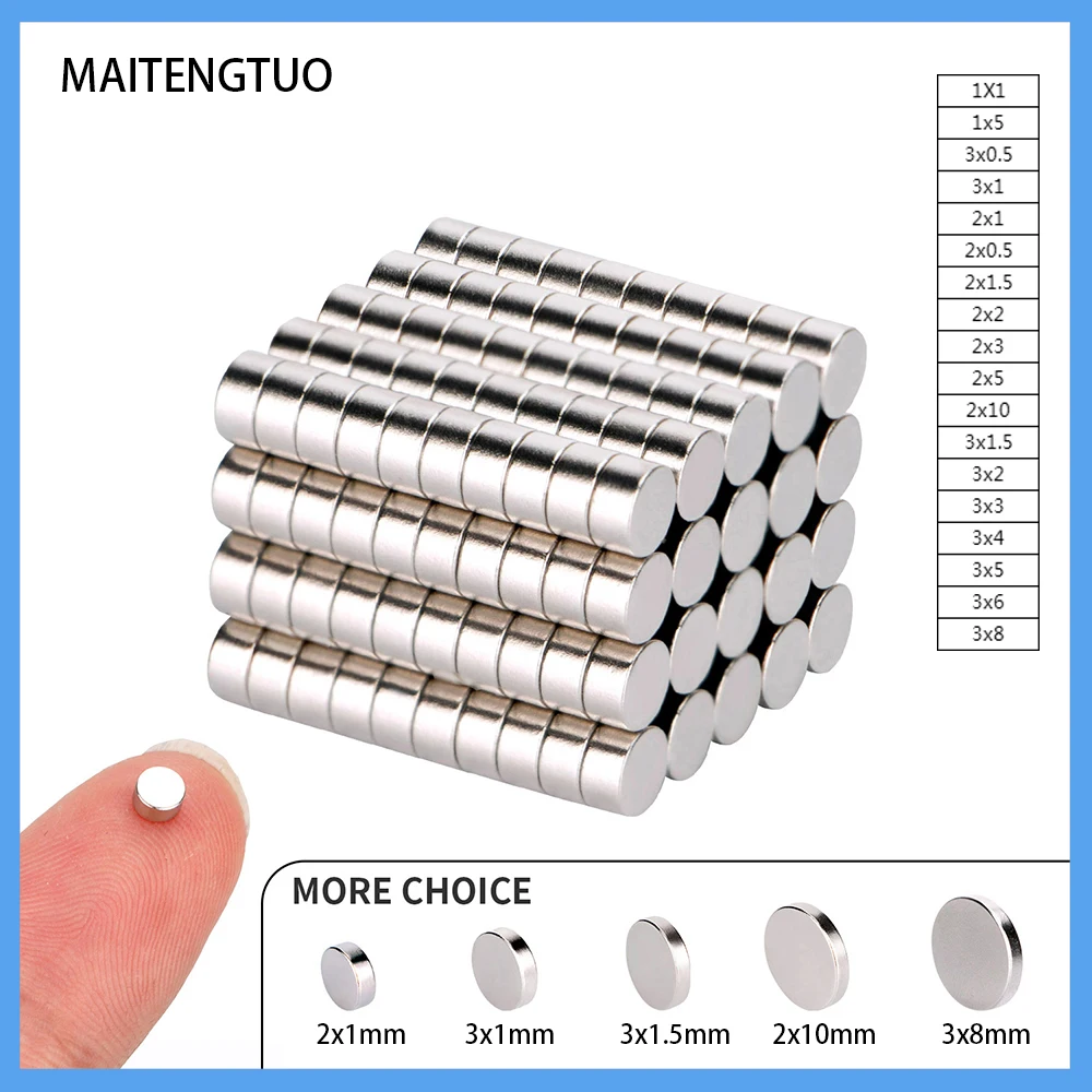 2X0.5mm Mini Cylinder Rare Earth Neo Neodymium Strong Industrial Magnet N35 