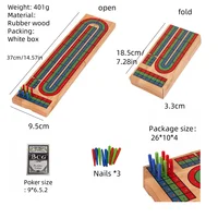 Wood Cribbage Board Game Classic 3 Track Cribbage Board With 9 Cribbage Pegs Portable Card Board Game For Adult Indoor & Outdoor 2