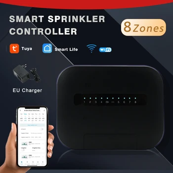 6 /8 Station Tuya WiFi Indoor Smart Sprinkler Controller Irrigation System Remote Control by Phone Works with Smartlife EU Plug