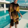Men T-shirt Sets Rapper Anuel AA 3D Print Fashion Tracksuit T Shirts Shorts 2 Pieces Male Streetwear Oversized Suits Sportswear 3