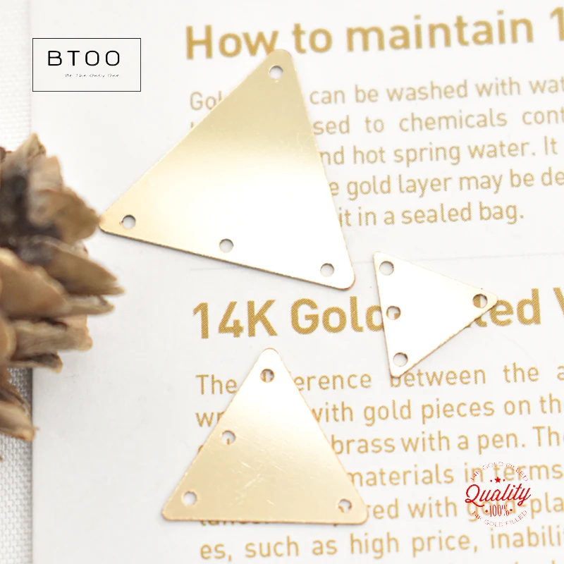 14K Gold Filled Triangle Slice Charm Connector Gold Filled Multi Hole Connector Dangle Charm Tarnish Resistant Jewelry Findings