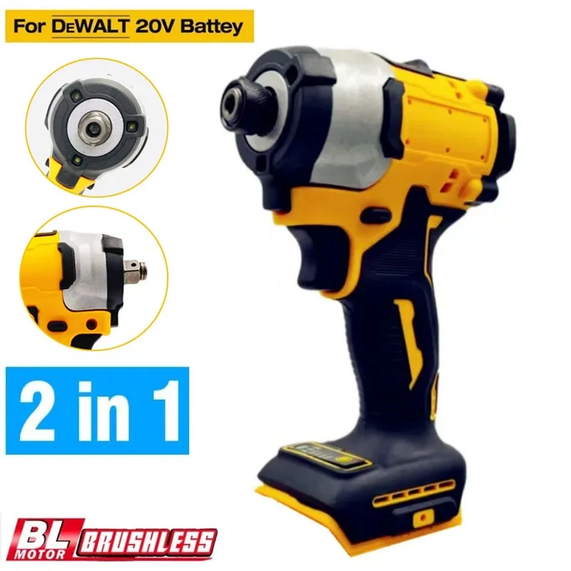 

Fit for Dewalt 18V 20V Battery Brushless Impact Wrench Electric Screwdriver 500N.M 2-in-1 Cordless Driver Repair Power Tools