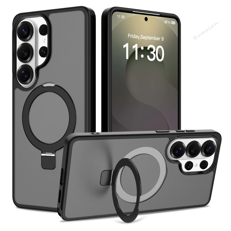 Luxury Matte Magnetic Phone Case with Magsafe and Metal Stand
