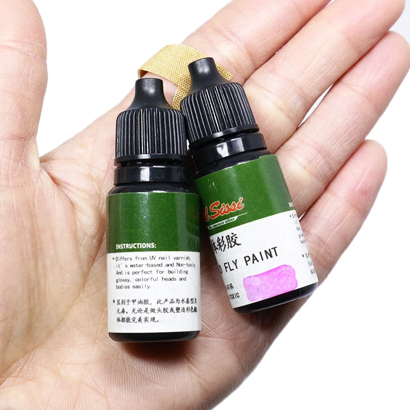 10ml/bottle fly tying UV fly paint 6optional colors semi-transparent colorful UV resin glue instant cure under light fishing tackle fly tying glue