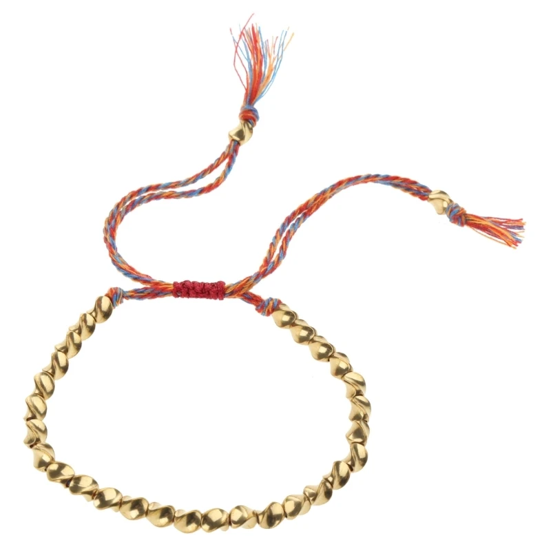

Handmade Braided Lucky Rope Adjustable Bead Bracelet Gift for Couples D5QD