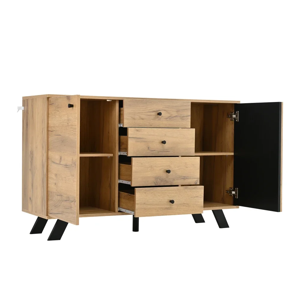 Wohnzimmer-Sideboard 120*38*75cm | Hohler Designschrank mit 4 Schubladen und 2 Schränken, praktischer Aufbewahrungs-Beistelltisch für Zuhause – Detail 22